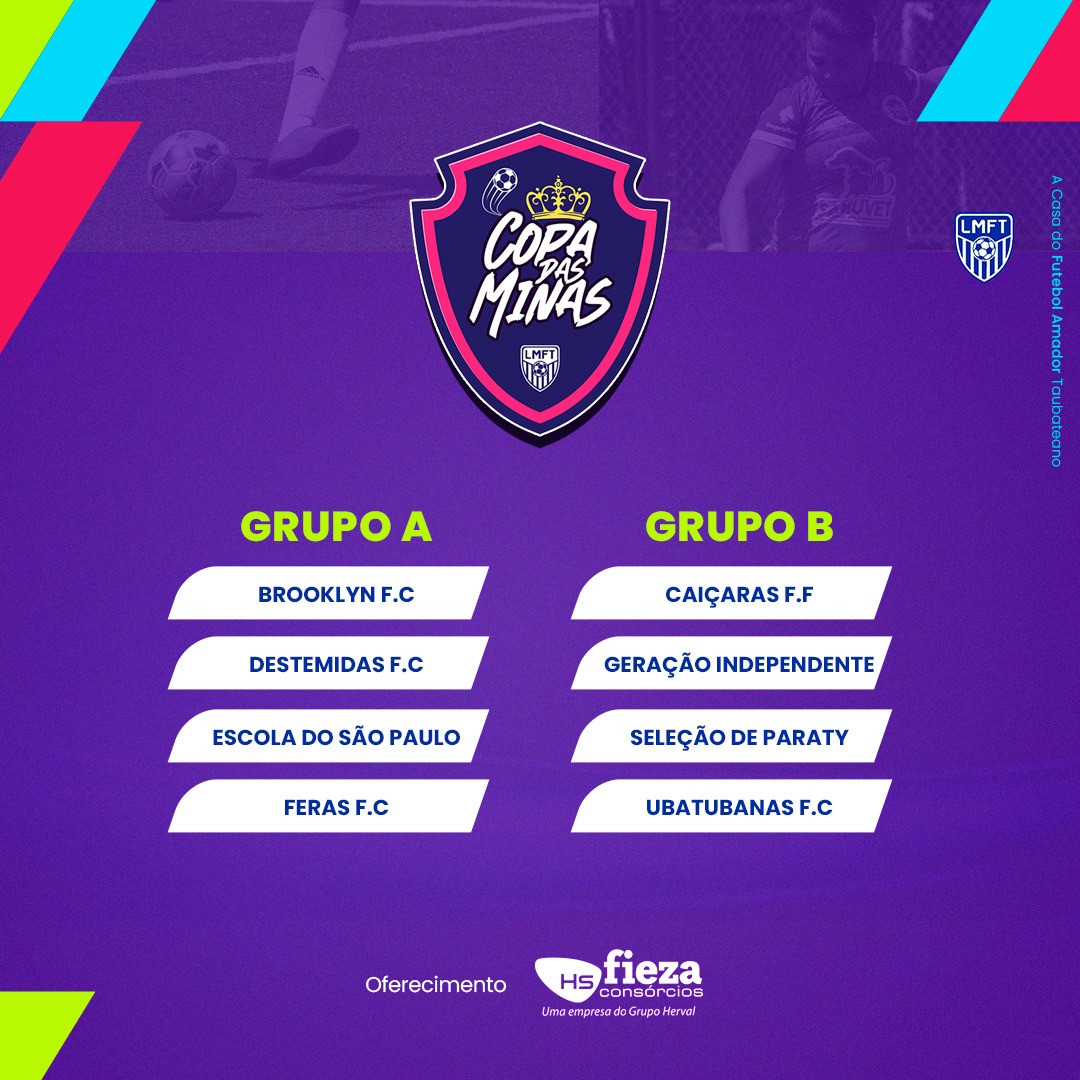 Grupos definidos da 6ª edição da Copa das Minas 2024!