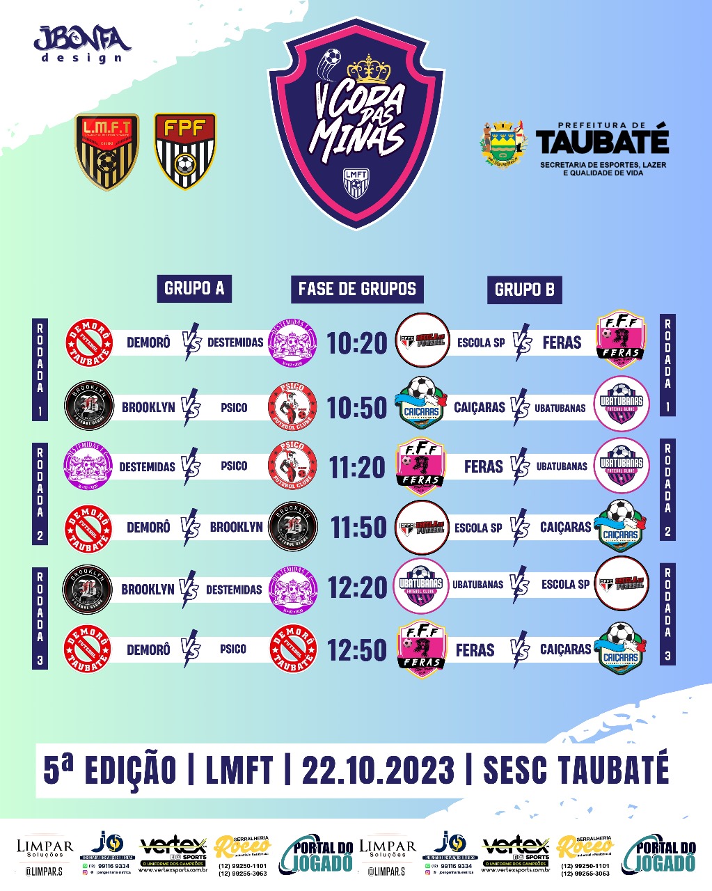 Tabela completa da primeira fase da V Copa das Minas