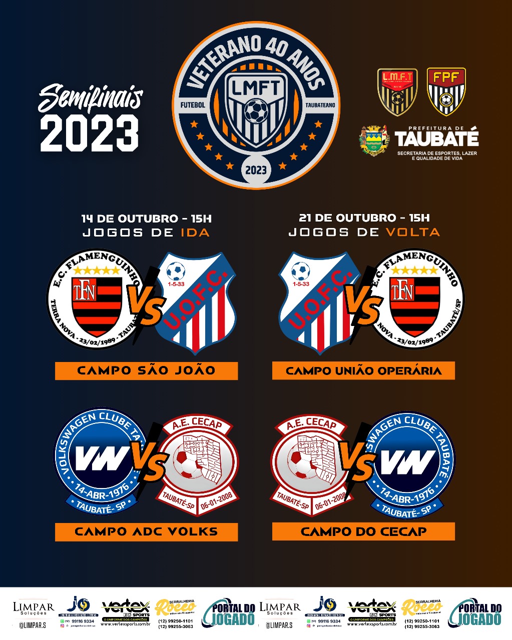 Sábado com as semifinais do Quarentão