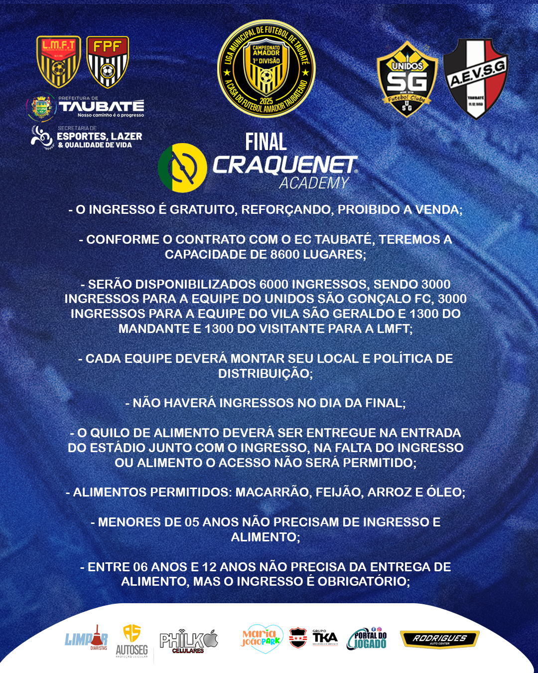 ATENÇÃO - INGRESSOS DA FINAL