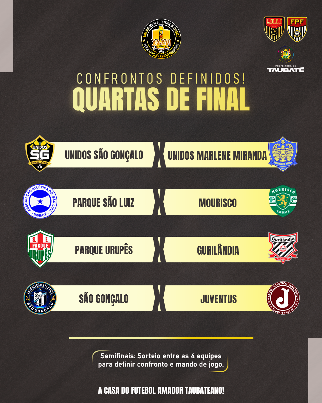 Confrontos definidos 